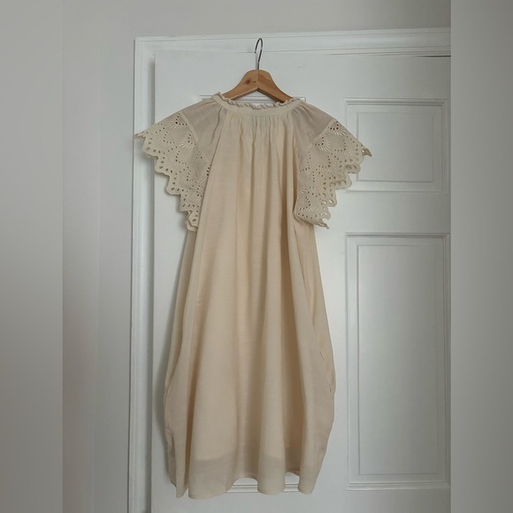 Who What Wear Cream Flutter Sleeve Sundress - Picture 3 of 7
